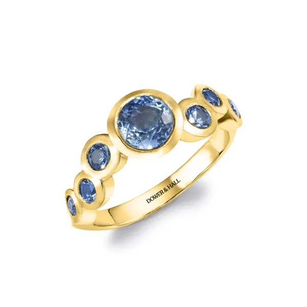 18k Gold & Sapphire Dotty Wave Ring - 150CT