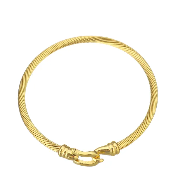 18K Gold Textured Bangle