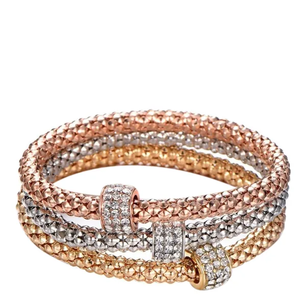 18k Tri Color Embelished Set - Gold