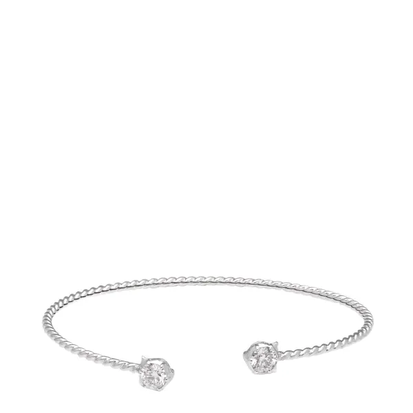 18K White Gold Gucci Diamond Bangle - Size L - Silver