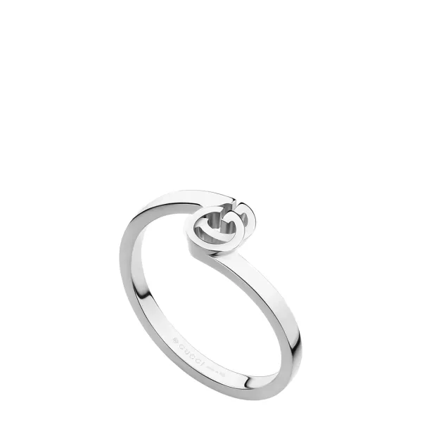 18K White Gold Gucci Gg Running Crossover Ring - Size I - Silver