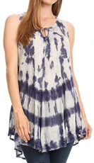 19237 - Mai Women's Casual Swing Sleeveless Loose Tie Dye Tunic Tank Top - Purple - OS 19237 - Mai Women's Casual Swing Sleeveless Loose Tie Dye Tunic Tank Top - Purple - OS