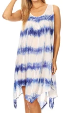 19270 - Jula Women's Swing Shift Loose Sleeveless Short Cocktail Dress Cover-up - Blue - OS 19270 - Jula Women's Swing Shift Loose Sleeveless Short Cocktail Dress Cover-up - Blue - OS