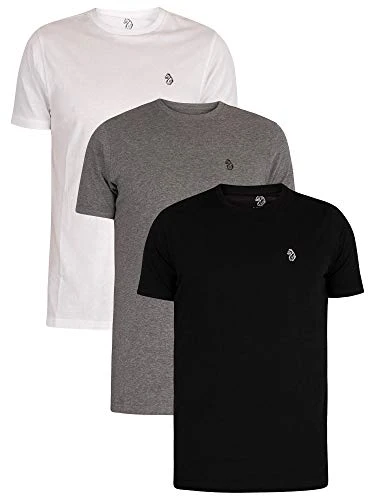 1977 Mens Johnys 3 Pack Short Sleeve Crew Neck T-Shirt Top (XL, Black Grey White)