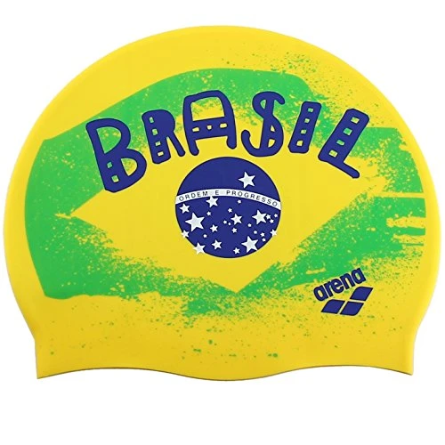 1E368 Unisex Children's Swimming Cap, Brazil Flag FR: One Size (Manufacturer's Size: One Size)