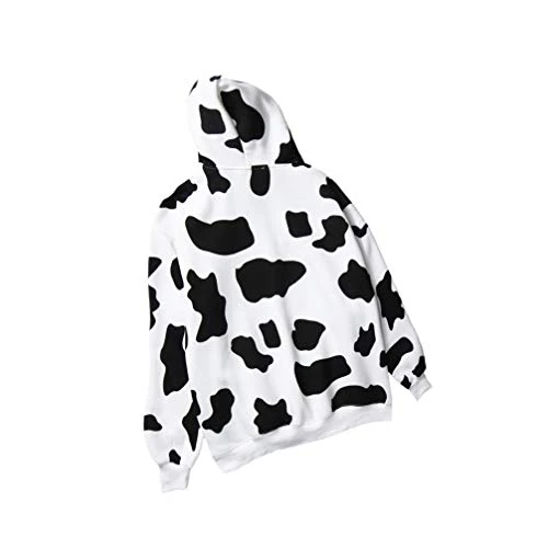 1pc Cow Sweater Women Workout Shirts for Women Loose Fit Casual Loose Fall Pullocver Fluffy Animal Top Sweatshirt Printing Oversized Men Tops White Pullover Man Cotton Blend Winter