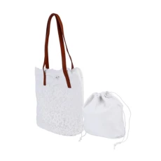 1pc Lace Shoulder Bag Cross Body Purse Crossbody Bag Tote Bag White Hand Bag Tote Purse for Women White Shoulder Bag All-match Embroidery Bag Chic Lace Bag Polyester