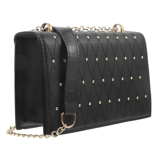 1pc Punk Shoulder Bag Black Crossbody Purse Rivet Crossbody Bag Women Purses Crossbody Studded Shoulder Bag Sling Bag for Women Black Crossbody Bag Black Purse Handbags Pu Leather