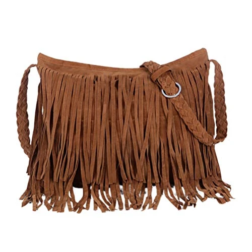 1Pc Tassel Shoulder Bag Leather Tote Tassel Handbag Crossbody Bag Woman Fringe Tassel Bag (Light Tan) Woman Tassel Bag
