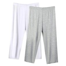 2 Pack Capri Pants for Women UK Petite Plus Size Elastic Waist Trousers Pyjamas Bottoms Comfy Soft Modal Pj Trouser Capris Pant Sleepwear Ladies Homewear Outifts Cheap S-5XL