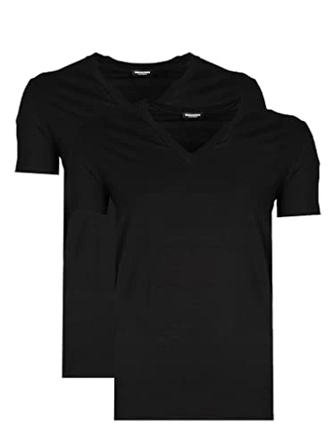 2-Pack Jersey Cotton Stretch Men's V-Neck T-Shirts, Black Large