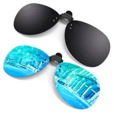 2-Pack Polarized Clip-on Flip Up Rimless Pilot Lens Outdoor Driving Fishing Sunglasses for Prescription Glasses,JP94