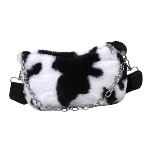 2 Pcs Underarm Bag Cow Tote Bag Shoulder Pouch Faux Fur Crossbody Bag Fluffy Handbag Women Tote Handbags Sling Bag for Women Clutch Purse Faux Handbag Tote Bags Plush