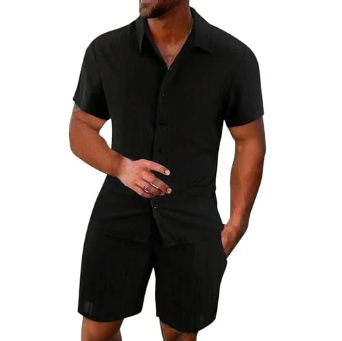 2-Piece Men's Baggy Summer Sports Suit, Plain 2-Piece T-Shirt, Short Sleeve T-Shirt and Shorts, Leis