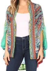 2007 - Jenna Women's Casual Boho Sheer Kimono Loose Cardigan Cape Trendy Printed - 468 - OS 2007 - Jenna Women's Casual Boho Sheer Kimono Loose Cardigan Cape Trendy Printed - 468 - OS