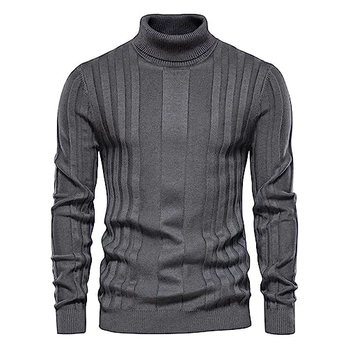 2023 Autumn and Winter Turtleneck Casual Knitted Warm Shirt Men Plain Pullover Large Size Pullover L