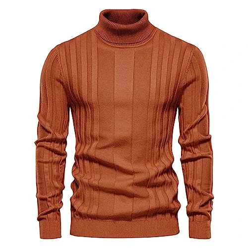 2023 Autumn and Winter Turtleneck Casual Knitted Warm Shirt Men's Plain Pullover Large Size Pullover