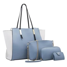 2024 New Women Ladies 4 Pieces Handbag Set,Elegant Handbags Wallet Tote Bag Womens,Shoulder Bag Purse Leather Tote Handle Bag For Work Travel Shopping Party,Crossbody Clutch Bag Ladies Set (Blue)