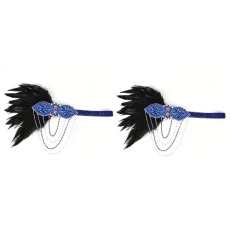 2pcs 20s Party Accessories 1920s Flapper Headband Crystal Tassel Headdress 1920s Headpiece 1920s Jewelry Carnival Headband Peacock Flapper Headband Bride Girl