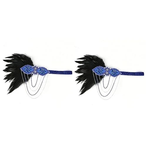 2pcs 20s Party Accessories 1920s Flapper Headband Crystal Tassel Headdress 1920s Headpiece 1920s Jewelry Carnival Headband Peacock Flapper Headband Bride Girl
