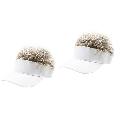 2pcs Fishing Caps Mens Wigs Sun Visor Cap with Fake Hair Wig Baseball Hats Spiked Hair Hat Baseball Cap Men s Hair Visor ?sun Hats Unisex Caps Men and Women Peaked Cap Fashion