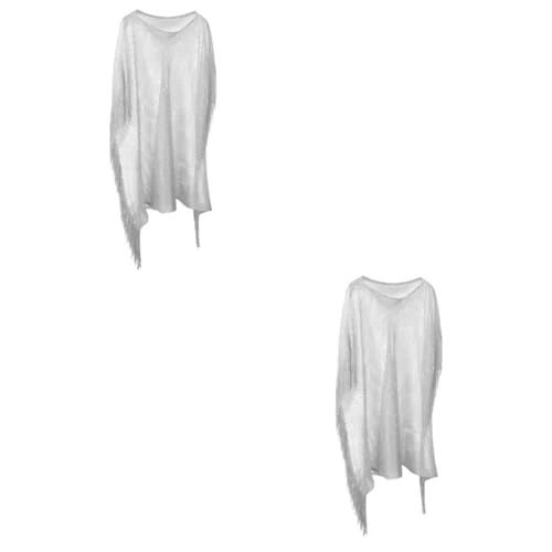 2pcs Mesh Sun Shawl Scarves Beach Towel Neck Scarf for Women Sun Block Cape Shawls for Women Dressy Evening Dress Accessories Summer Vacation Supplies Summer Scarf Polyester Silver