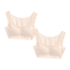 2Pcs Plus Size Sports Bras Women High Impact Large Breasts Bralettes Seamless Padded Non Wired T Shirt Bras Stretch Corset Bra Comfy Vest Athletic Wireless Wrap Chest Crop Top