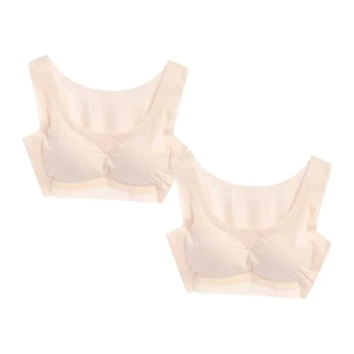 2Pcs Plus Size Sports Bras Women High Impact Large Breasts Bralettes Seamless Padded Non Wired T Shirt Bras Stretch Corset Bra Comfy Vest Athletic Wireless Wrap Chest Crop Top