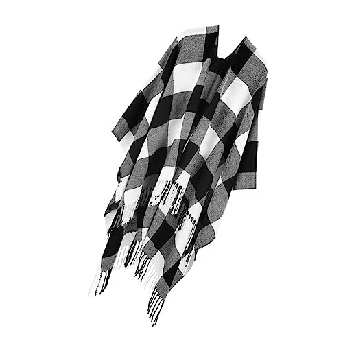 2pcs Slit Shawl Women Sweaters Scarf Printed Cardigans for Women Winter Scarves for Women Open Front Cape Sweater Cashmere Sweaters for Women Poncho Imitation Cashmere Black