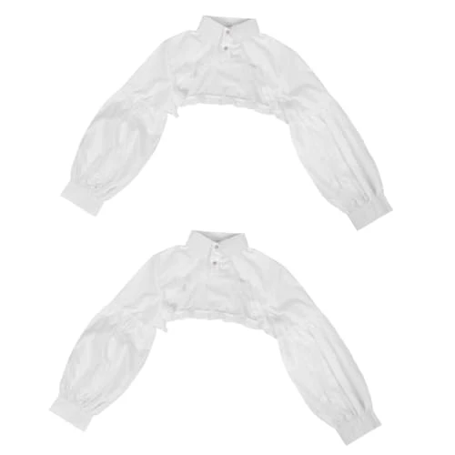 2pcs Wedding Dress Detachable Sleeves Wedding Gowns Anti Bark Collar for Dogs Necklaces Collars for Small Dogs Wedding Dresses Fake Collars Collar Attachment Fabric White