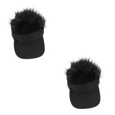 2pcs Wig Cap Baseball Cap Miss Outdoor Black 2pcs Wig Cap Baseball Cap Miss Outdoor Black