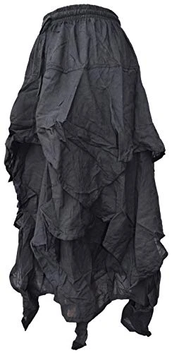 3 Layer Asymmetrical Hem Elastic Waist Stonewashed Skirt B