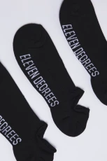 Pack Text Graphic Trainer Liner Socks - Black / Black / Black
