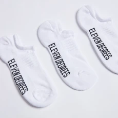 3 Pack Text Graphic Trainer Liner Socks - White / White / White