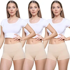 3 Pack Womens Boxers Underwear Shorts High Waisted Seamless knickers for Ladies Stretchy Tummy Control, Breathable Hipster Multipack Shorts for Running, Workout Female Black Briefs 3 Pack Womens Boxers Underwear Shorts High Waisted Seamless knickers for Ladies Stretchy Tummy Control, Breathable Hipster Multipack Shorts for Running, Workout Female Black Briefs