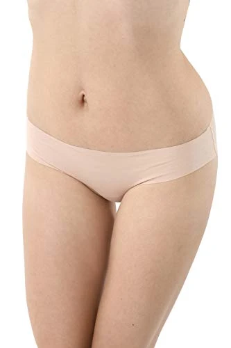 3-Pack Women's Laser Cut Invisible Seamless Classic French Cut Briefs Stretch Cotton - no Underwear Lines Thanks to raw Seam finitions and Skin Colour L