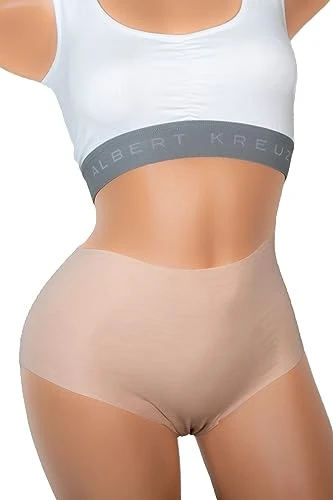 3-Pack Women's Laser Cut Invisible Seamless mid-Rise Panty Briefs Stretch Cotton - no Underwear Lines Thanks to raw Seam finitions and Skin Colour M