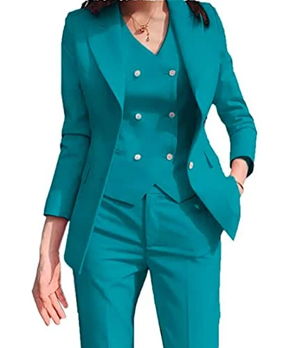 3 PC Notch Lapel Women's Business Set Regular Fit Blazer Vest Pants Outfits Office Lady Suit Casual 