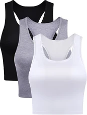 3 Pieces Crop Tops for Women, Workout Tops Basic Cropped Tank Tops Sleeveless Racerback Sports Gym Crop Tank for Teen Girls (Black, White, Grey, Small) 3 Pieces Crop Tops for Women, Workout Tops Basic Cropped Tank Tops Sleeveless Racerback Sports Gym Crop Tank for Teen Girls (Black, White, Grey, Small)