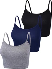 3 Pieces Spaghetti Strap Tank Camisole Top Crop Tank Top for Sports Yoga Sleeping (Black, Dark Grey, Navy, L) 3 Pieces Spaghetti Strap Tank Camisole Top Crop Tank Top for Sports Yoga Sleeping (Black, Dark Grey, Navy, L)