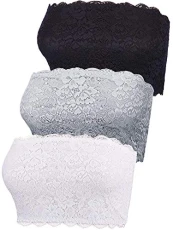3 Pieces Women's Floral Lace Tube Top Bra Bandeau Strapless Bras Seamless Stretchy Chest Wrap (Color Set 3, L Size) 3 Pieces Women's Floral Lace Tube Top Bra Bandeau Strapless Bras Seamless Stretchy Chest Wrap (Color Set 3, L Size)