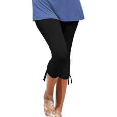 3/4 Leggings Women's Summer Sports Jogging Bottoms High Waist Sports Trousers Cotton Opaque Yoga Trousers Short Plain Sports Leggings Elastic Waist Yoga Trousers Casual Slim Fit Running