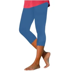 3/4 Leggings Women's Summer Sports Jogging Bottoms High Waist Sports Trousers Cotton Opaque Yoga Trousers Short Plain Sports Leggings Elastic Waist Yoga Trousers Casual Slim Fit Running