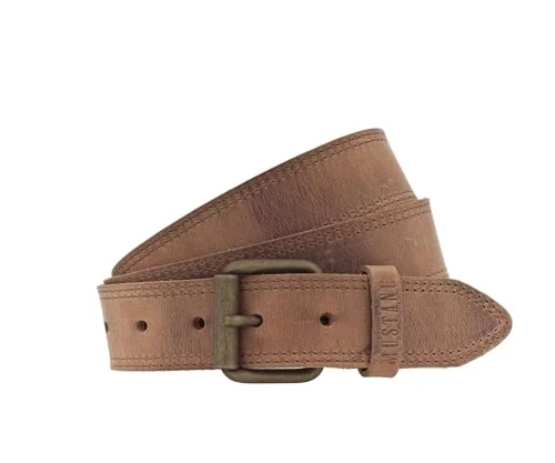 35 mm full leather belt, quilted, with clasp in matt antique brass, Baileys, 110 cm