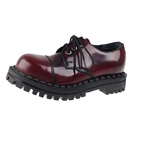 350 Military Punk Shoes Red Burgundy Rub-Off Leather Unisex Ladies Men's 3 Eye Army Steel Toe Ranger