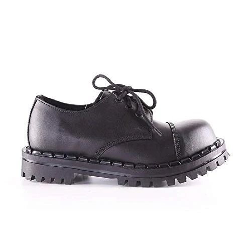 350 Military Shoes Black Leather Unisex Ladies Men's 3 Eyelets Army Punk Steel Toe Cap Ranger