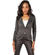 3558-CHA-18: Smart Ponte Tailored Jersey Slim Fitted Office Jacket Coat Blazer Party Summer Charcoal 3558-CHA-18: Smart Ponte Tailored Jersey Slim Fitted Office Jacket Coat Blazer Party Summer Charcoal