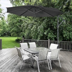 3M Garden Cantilever Parasol Outdoor Sun Umbrella with Base - Black 3M Garden Cantilever Parasol Outdoor Sun Umbrella with Base - Black