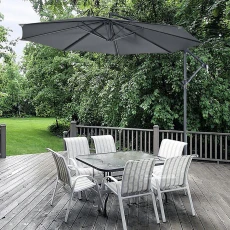 3M Garden Cantilever Parasol Outdoor Sun Umbrella with Base - Grey