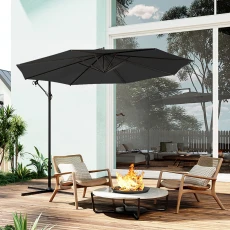 3M Large Banana Cantilever Patio Parasol for Outdoor Sunshade and Rain with Cross Base - Black 3M Large Banana Cantilever Patio Parasol for Outdoor Sunshade and Rain with Cross Base - Black